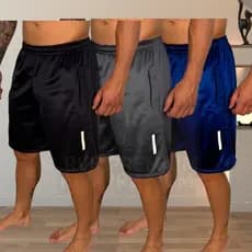 Kit 3 Shorts Bermuda Dry Fit Esportiva Treino Com Ziper no Bolso
