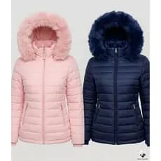 Jaqueta Feminina Bobojaco Puffer Com Capuz De Pelinho