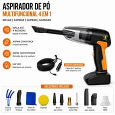 Aspirador de pó portátil 4 em 1 para carro, inflador de pneus Multifuncional Com Fio Para Carros