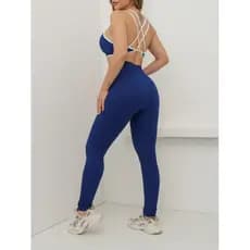 SD1774 Conjunto Academia Feminino Sem Costura Canelado Premium, Zero Transparência