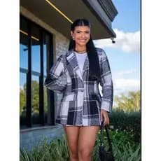 Conjunto Flanelado Xadrez Festa Junina São João Short Saia e Blazer Premium
