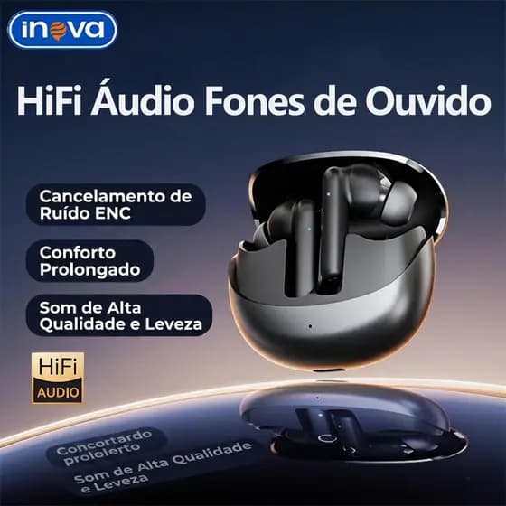 INOVA Fones De Ouvido TWS Pro Fone Sem Fio Bluetooth Hifi Estéreo Cancelamento De Ruído Esportivo