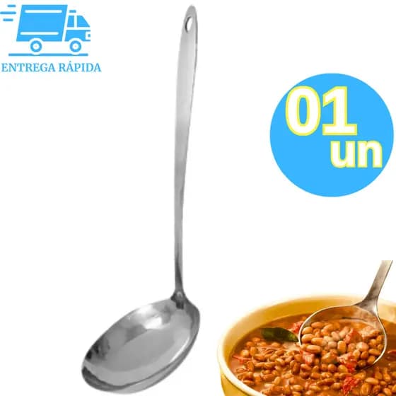 Concha de Feijão Caldos Sopas Cabo Longo 31cm Aço Inox Profissional Multiuso Utensílo de Cozinha