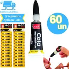 Kit 60 Super Cola Bond Bonder Instantânea Ultrarrápida para Papel Borracha Plástico Couro Madeira