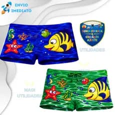 Sunga Boxer Infantil Fôrro Interno Estampada Box Menino Moda Praia Criança Secagem Rápida