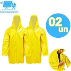 Kit 2 Capa De Chuva com Capuz Impermeável Pvc Forrado Reforçado Segurança Proteção EPI Motoqueiro