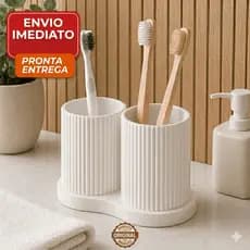Kit Porta Escovas de Dente Duplo Banheiro Organizado