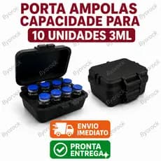 Porta Peptídeos Insulina Ampolas 10 x 3ml com Trava Caixa Organizadora Compacta para Medicamentos Estética