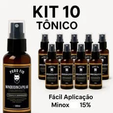 KIT com 5 e 10 Tônico Capilar 15% Anti Queda Crescimento Poderoso Barba Cabelo Sobrancelha Bigode e