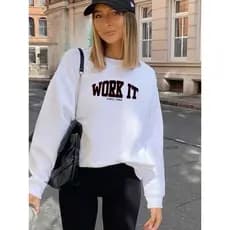 Blusa de Frio Inverno Work It Moletom Agasalho Feminino Sem Capuz Moleton Com Costura Reforçada!