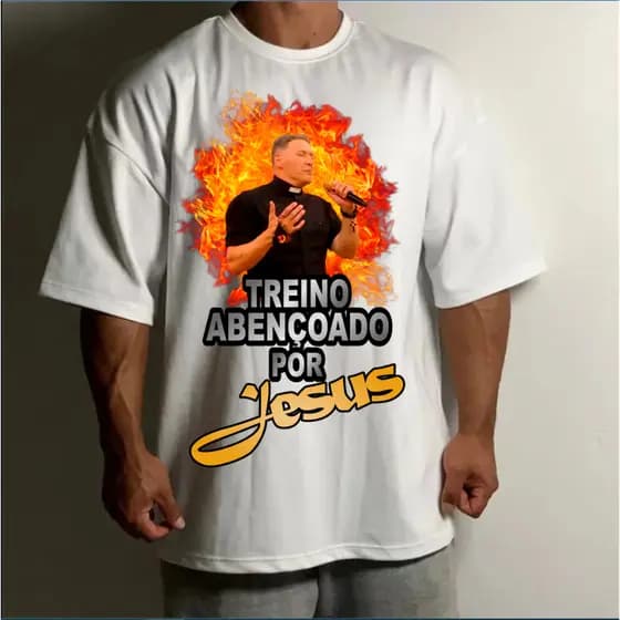 Camisa Oversized Masculina Treino Abençoado Camiseta Larga Treino