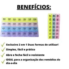Porta Comprimido De 3 Fileiras 22x12CM Organizador De Remédios Semanal e Mensal Universal Colorido