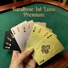 Baralho De Cartas Plástico À Prova D'água Luxo Dólar - Ouro/Preto/Rosé Poker Premium Pronta Entrega