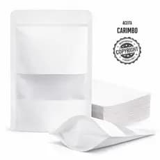 Saco Stand Up Pouch Branco com Visor - Zip Lock Kit Com 50 sacos