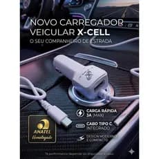 carregador veicular rápido (turbo) com cabo type C integrado
