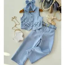 Kit Conjunto infantil menina Colete + Calça e cinto - 3 peças Elegante primavera verão Pronta Entrega