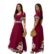 Vestido feminino longo  com manga curta