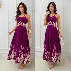Vestido Longo Feminino Elástico Nas Costa Alça Dupla Regulavel Tecido Viscolinho premium