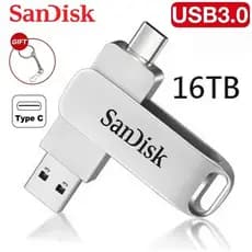 Pen Drive USB 3.0 2 Em 1 Dual Type C Flash 16 Tb Mental De Alta Velocidade U Disco De Memória Portátil