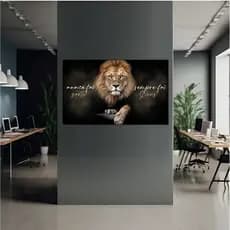 Quadro Decorativo 120x80 Leão De Judá Nunca Foi Sorte Sempre Foi Deus  Mosaico Sala Quarto Escritório