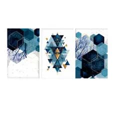 Quadro Decorativo 50x30 Geometrico Azul ABS Luxo Premium