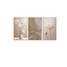 Quadros Decorativos Abstrato Flores Boho 50X30 Gold Luxo Premium