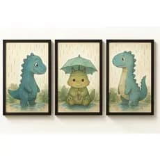 Quadros Decorativos Mosaico 50X30  Dinossauros Baby Infantil Quarto Sala Premium Luxo