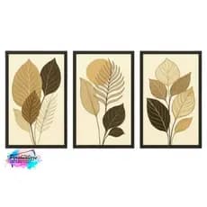 Quadro Decorativo Mosaico 50x30 Folhas Folhagem Bege Sala cozinha Quarto Hall Premium Luxo