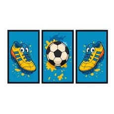 Quadro Decorativo Mosaico 50x30 Chuteira Futebol Bola Time Quarto infantil premium luxo
