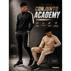Conjunto Masculino Neoprene Premium Academy Jaqueta + Calça Esportivo Academia Casual Inverno Verão