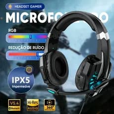 INOVA Fone De Ouvido Profissional Headset Gamer Com Microfone RGB Computador Vídeogame