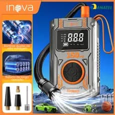 Inova Bomba de Ar Portatil Compressor Inflator Multi-função 4 em 1 PowerBank 8kmah Bateria Calibrador de Carro Auto Pneu