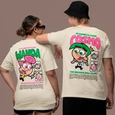 Kit Camiseta Casal Cosmo e Wanda 100% Algodão Padrinhos Mágicos