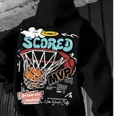 Moletom Canguru Capuz Estamoa Scored Basquete Ball MVP Unissex Estilo Streetwear Promoção