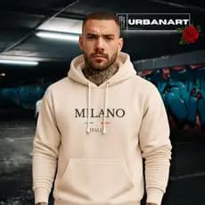 Moletom Estampado Milano Italy Algodão Confortável Blusa de Frio Canguru