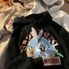 Moletom Canguru Looney Tunes Casaco Com Capuz De Inverno Americano Perna Longa Blusa De Frio