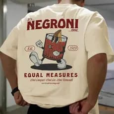 Camiseta Estampada Negroni 100% Algodão Bebida Estilo Streetwear