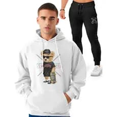 Kit Blusa + Calça Urso Skatista Oculos Escuro e Lil Bear 100% Algodao Tecido Algodão Camisa premium MPF
