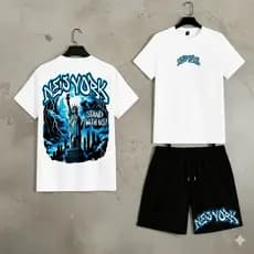 Kit Masculino Camiseta e Bermuda New York Style Conjunto Streetwear Conforto Total