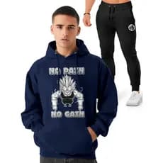 Kit Blusa + Calça VG no pain  Body Builder e Kanji DZ 100% Algodao Tecido Algodão Camisa premium MPF