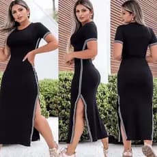 vestido midi tubinho canelado DIVERSAS CORES