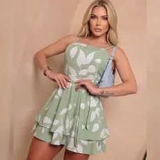 Macaquinho Feminino Estampado Rodado Verão
