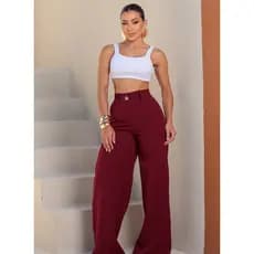 Calça Pantalona Feminina Cintura Alta Elegante Social Preta Moda Blogueira Confortável