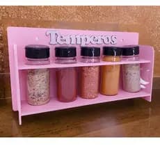 suporte para tempero parede e bancada cozinha+5 potes+etiquetas