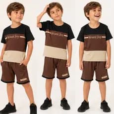 Novo Conjunto De Verão Camisa + Short Menino Infantil Masculino Veste 2 a 12 Anos Dry Fit Fresquinho