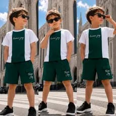 Roupa de Menino - Blusa Algodão + Bermuda Infantil Masculina - Conjunto de Verão