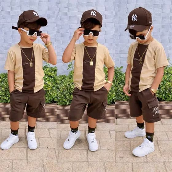Conjunto Infantil Menino Verão - Bermuda e Camisa Tamanho 1 ao 12 anos