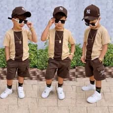 Conjunto Infantil Menino Verão - Bermuda e Camisa Tamanho 1 ao 12 anos