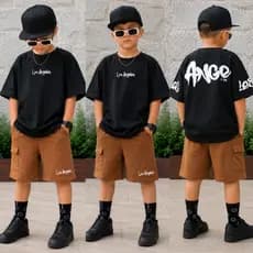 Conjunto Infantil Menino - Lançamento de Verão - Camisa + Bermuda Tamanho 2 ao 12 anos