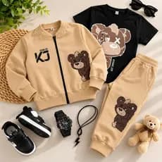Conjunto Moletom Infantil Roupa de Frio Masculina 3/2 Peças - Jaqueta+Blusa+Calça ou Jaqueta+Calça
